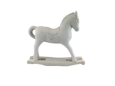 KOŃ NA BIEGUNACH DUŻY BIAŁY 21cm