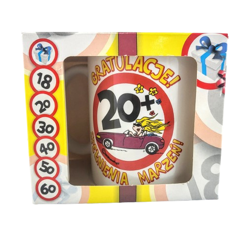 KUBEK URODZINOWY 20 URODZINY 300ML