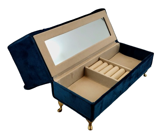 SZKATUŁKA NA BIŻUTERIĘ SOFA GRANATOWA
