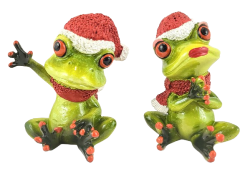 ŚWIĄTECZNA FIGURKA ŻABA MIKOŁAJ DWA WZORY