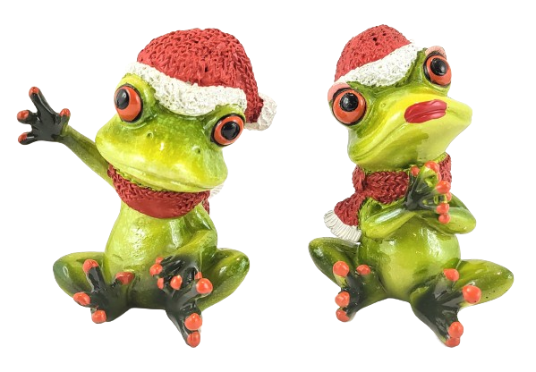 ŚWIĄTECZNA FIGURKA ŻABA MIKOŁAJ DWA WZORY