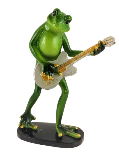 FIGURKA ŻABA Z GITARĄ GITARZYSTA 16,5CM