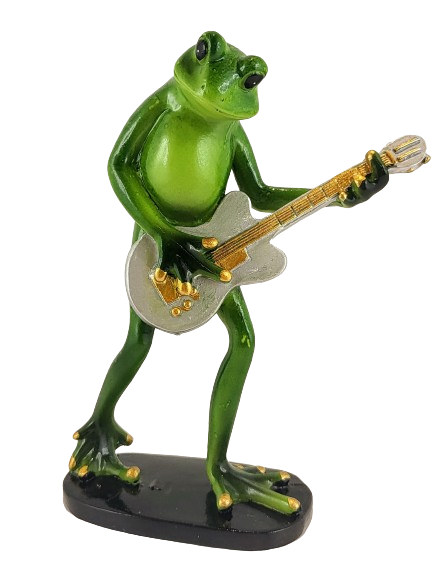 FIGURKA ŻABA Z GITARĄ GITARZYSTA 16,5CM