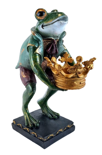 FIGURKA ŻABA Z KORONĄ ŚWIECZNIK PIERROT