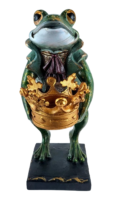 FIGURKA ŻABA Z KORONĄ ŚWIECZNIK PIERROT