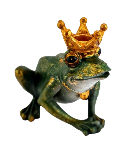 FIGURKA ŻABA W KORONIE ŚWIECZNIK PIERROT