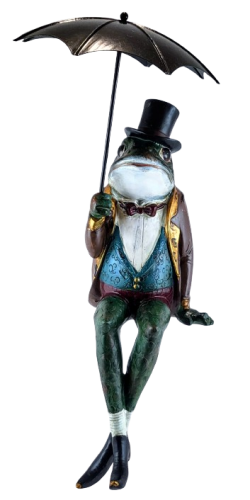 FIGURKA ŻABA SIEDZĄCA Z PARASOLEM PIERROT