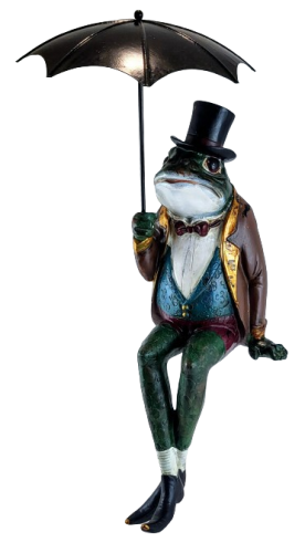 FIGURKA ŻABA SIEDZĄCA Z PARASOLEM PIERROT