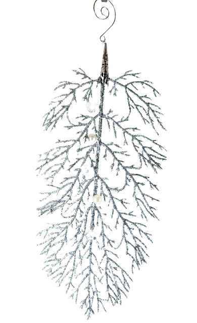 GAŁĄZKA DEKORACYJNA SREBRNA 25CM