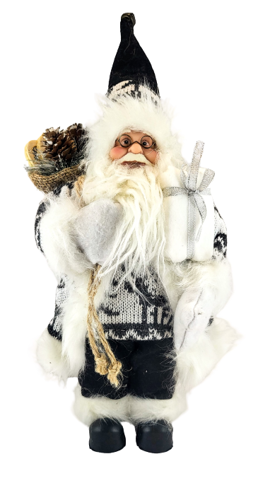 ŚWIĄTECZNA FIGURKA MIKOŁAJ Z PREZENTEM 32 CM