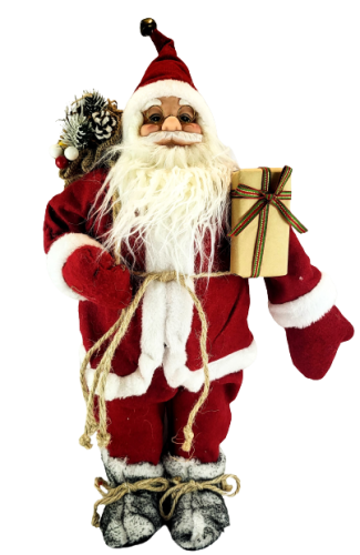 ŚWIĄTECZNA FIGURKA MIKOŁAJ Z PREZENTEM 45CM
