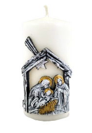 ŚWIECA PIEŃKOWA 100/50 SZOPKA MATOWA BIAŁY/SZARY