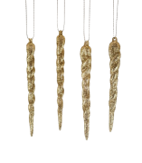 4 ZAWIESZKI AKRYLOWE ZŁOTE SOPLE 12CM