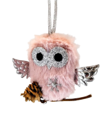 ZAWIESZKA PUSZYSTA RÓŻOWA SOWA SÓWKA 8CM