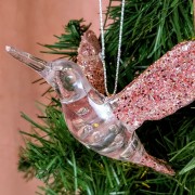 ZAWIESZKA PLASTIKOWY KOLIBER PTAK RÓŻOWY 10CM