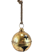 METALOWY ZŁOTY DZWONEK Z GWIAZDĄ NA SZNURZE 20x28CM