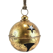 METALOWY ZŁOTY DZWONEK Z GWIAZDĄ NA SZNURZE 20x28CM