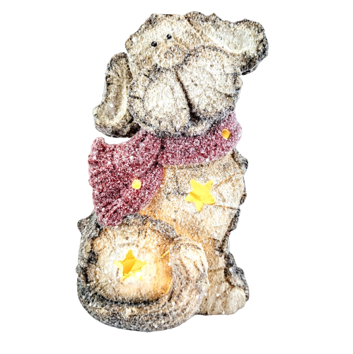 FIGURKA ZIMOWY PIES PIESEK Z OŚWIETLENIEM LED 21CM