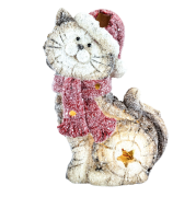 FIGURKA ZIMOWY KOT KOTEK Z OŚWIETLENIEM LED 20,5CM