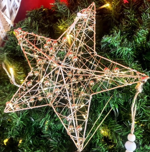 WISZĄCA OZDOBA ZŁOTA GWIAZDA LED 20CM