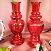 WAZON ŚWIECZNIK VENICE H15,5 CM CZERWONY mix wzorów