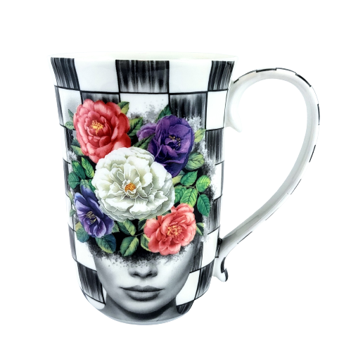 ELEGANCKI PORCELANOWY KUBEK PEPITKA KOBIETA 400ML