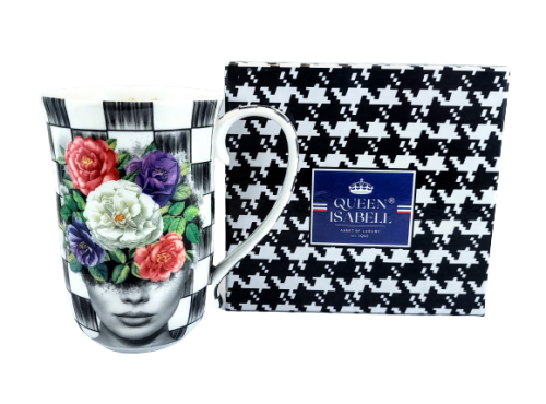 ELEGANCKI PORCELANOWY KUBEK PEPITKA KOBIETA 400ML