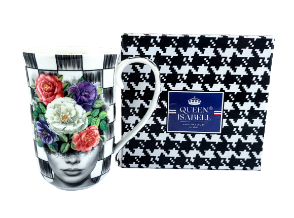 ELEGANCKI PORCELANOWY KUBEK PEPITKA KOBIETA 400ML