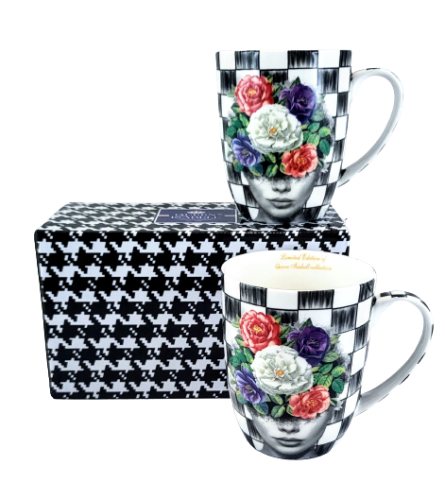 ELEGANCKI PORCELANOWY ZESTAW PEPITKA KOBIETA 400ML