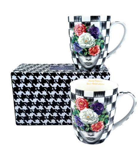 ELEGANCKI PORCELANOWY ZESTAW PEPITKA KOBIETA 400ML