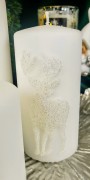 ŚWIECA PARAFINOWA JELEŃ APLIKACJA WALEC ŚREDNI 14CM
