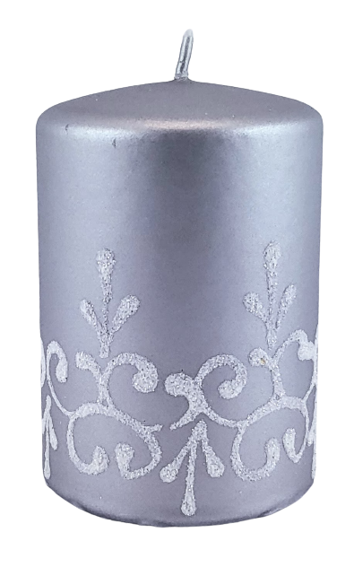 ŚWIECA TIFFANY NEW WALEC MAŁY 10CM SREBRNY