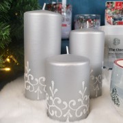 ŚWIECA TIFFANY NEW WALEC MAŁY 10CM SREBRNY