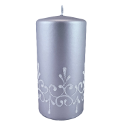 ŚWIECA TIFFANY NEW WALEC ŚREDNI 14CM SREBRNY