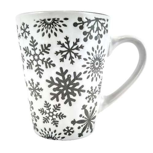 KUBEK CERAMICZNY Z PŁATKAMI ŚNIEGU 320ML