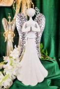 FIGURKA ANIOŁ METALOWY BIAŁY 34CM