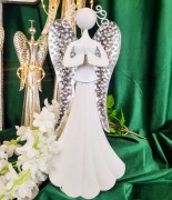 FIGURKA ANIOŁ METALOWY BIAŁY 34CM