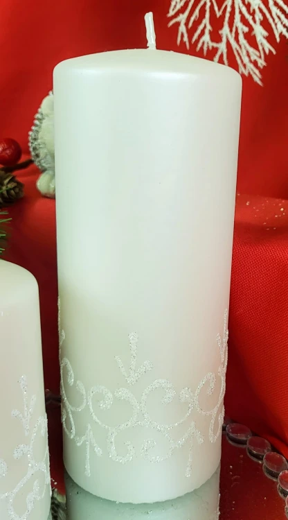 ŚWIECA TIFFANY NEW WALEC DUŻY 17,5CM BIAŁY