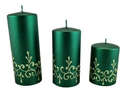 ŚWIECA TIFFANY NEW WALEC MAŁY 10CM ZIELONY