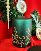 ŚWIECA TIFFANY NEW WALEC MAŁY 10CM ZIELONY