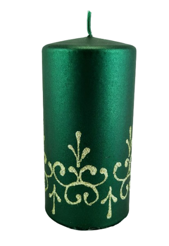ŚWIECA TIFFANY NEW WALEC ŚREDNI 14CM ZIELONY