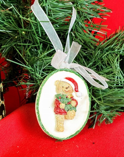 ZAWIESZKA BOŻONARODZENIOWA MIŚ W CZAPCE 5,5CM