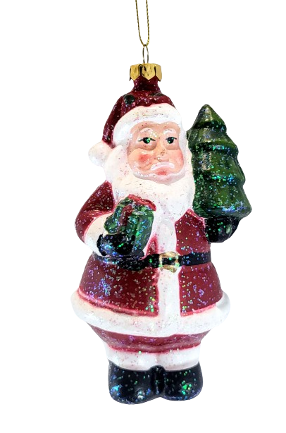 ŚWIĄTECZNA ZAWIESZKA MIKOŁAJ Z CHOINKĄ 12CM