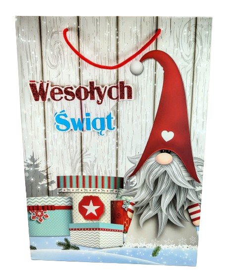 ŚWIĄTECZNA TOREBKA PREZENTOWA SZEROKIE DNO 42CM MIX