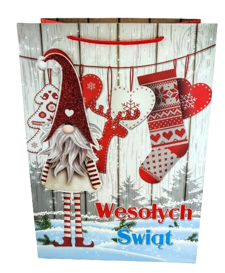 ŚWIĄTECZNA TOREBKA PREZENTOWA SZEROKIE DNO 42CM MIX