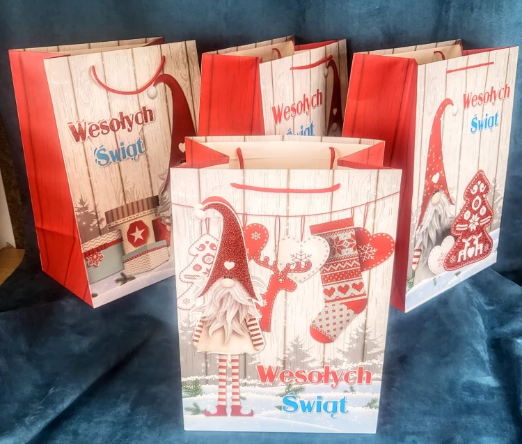 ŚWIĄTECZNA TOREBKA PREZENTOWA SZEROKIE DNO 42CM MIX