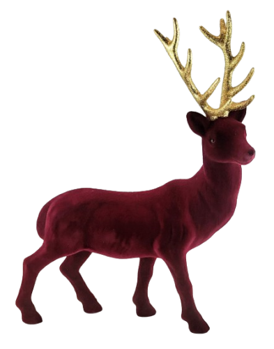 RENIFER WELUROWY BURGUNDOWY BORDO 30CM