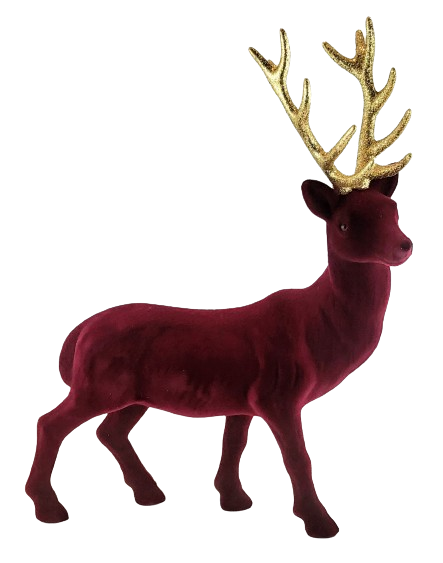 RENIFER WELUROWY BURGUNDOWY BORDO 30CM