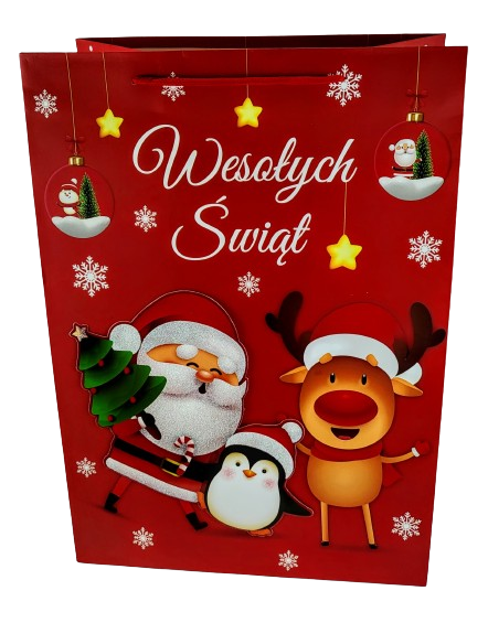 ŚWIĄTECZNA TOREBKA PREZENTOWA SZEROKIE DNO 42CM MIX
