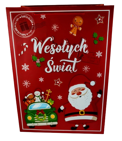 ŚWIĄTECZNA TOREBKA PREZENTOWA SZEROKIE DNO 42CM MIX